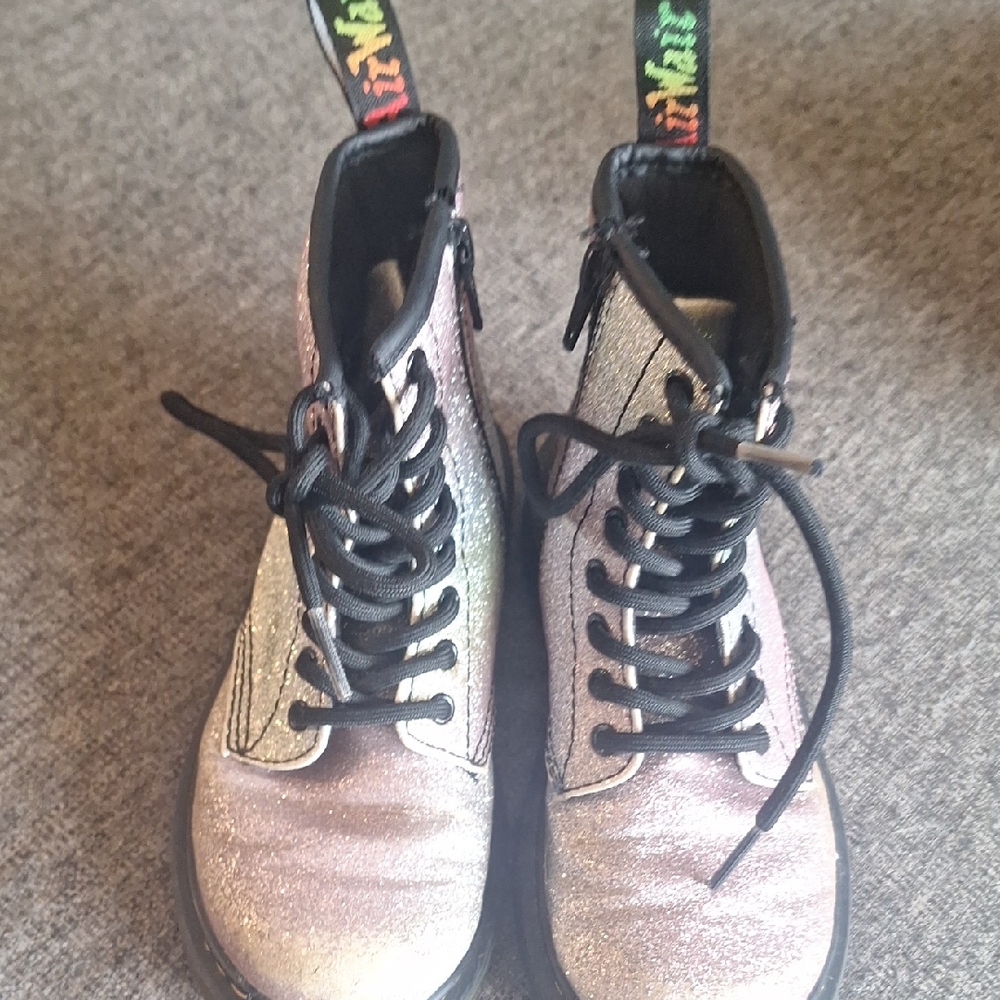 Dr. Martens Kids Silver Glitter Boots